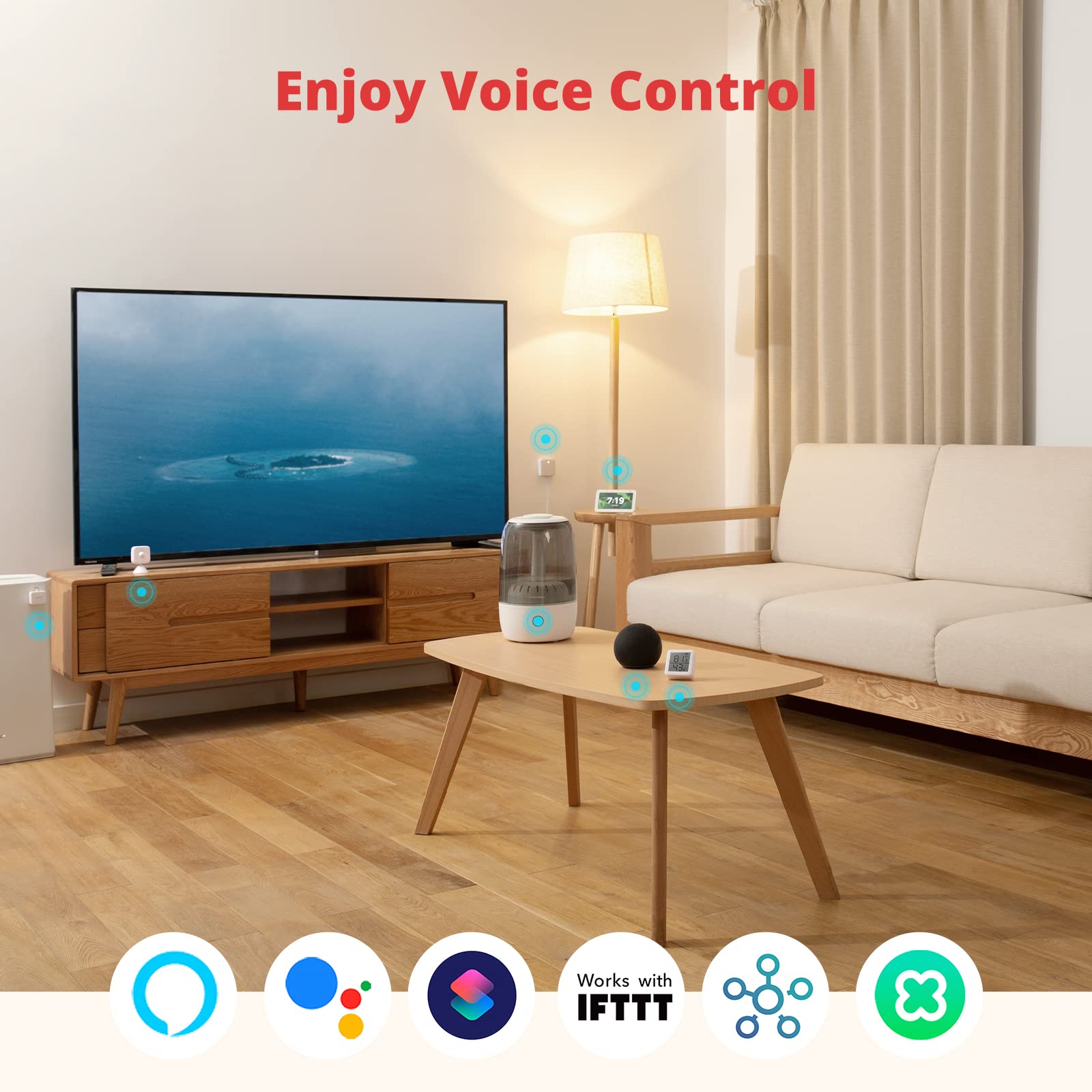 SwitchBot Hub Mini with TV and AC for integrated control.