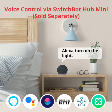 SwitchBot optional hub enables voice control with Alexa, Google, or Siri.