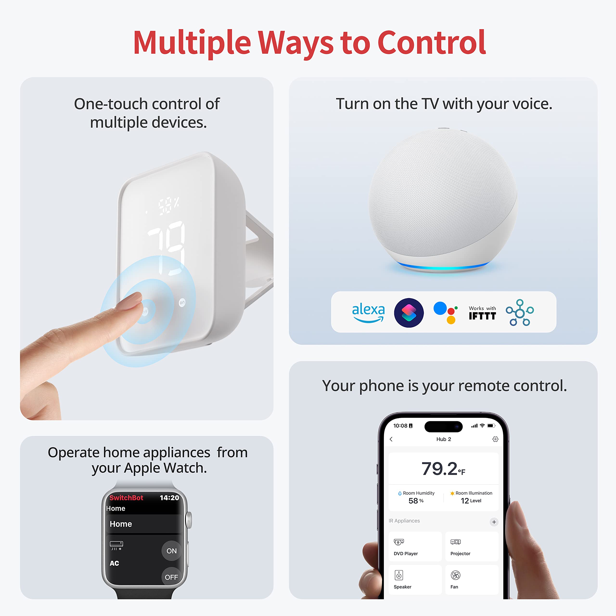 SwitchBot Hub 2 light sensor adjusts display brightness automatically