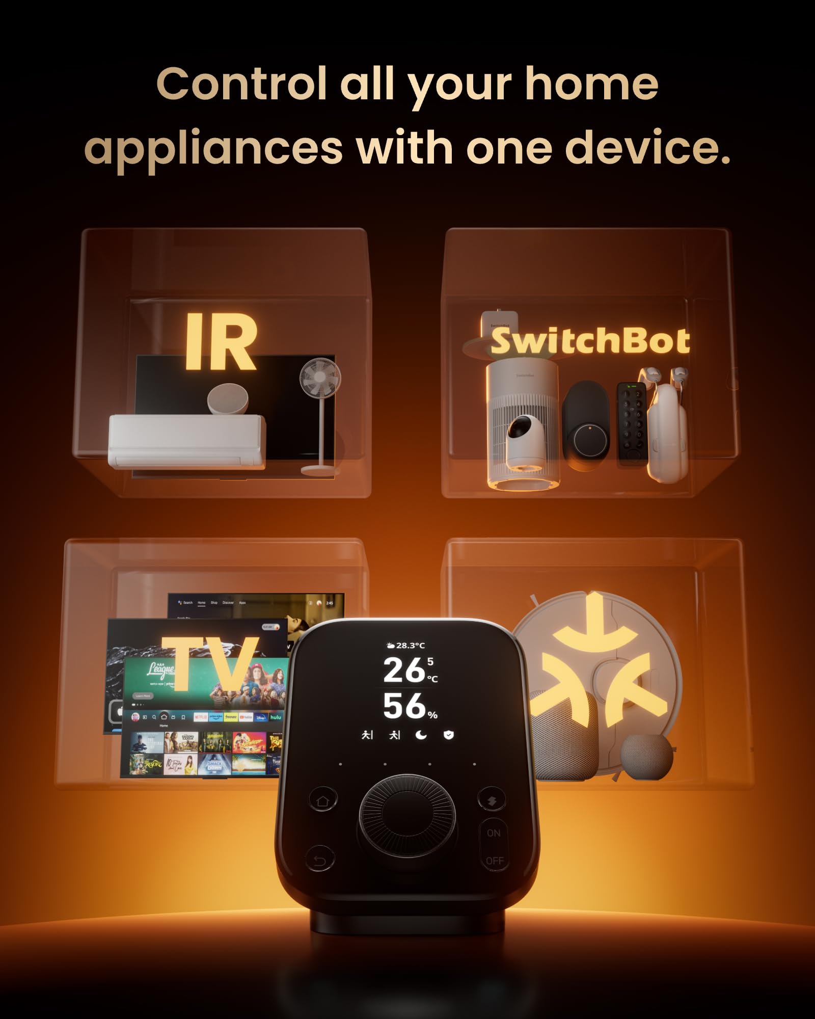 SwitchBot Hub 3 IPS screen displays live home data at a glance.