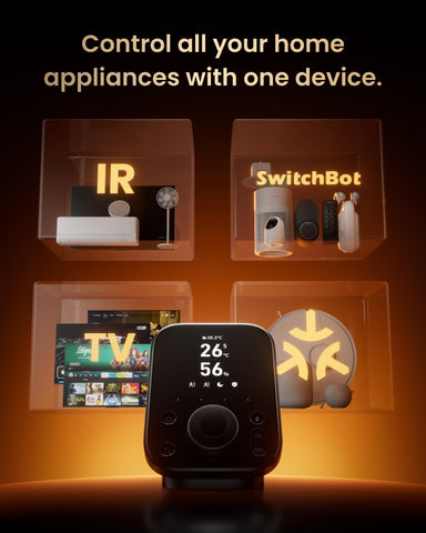 SwitchBot Hub 3 IPS screen displays live home data at a glance.