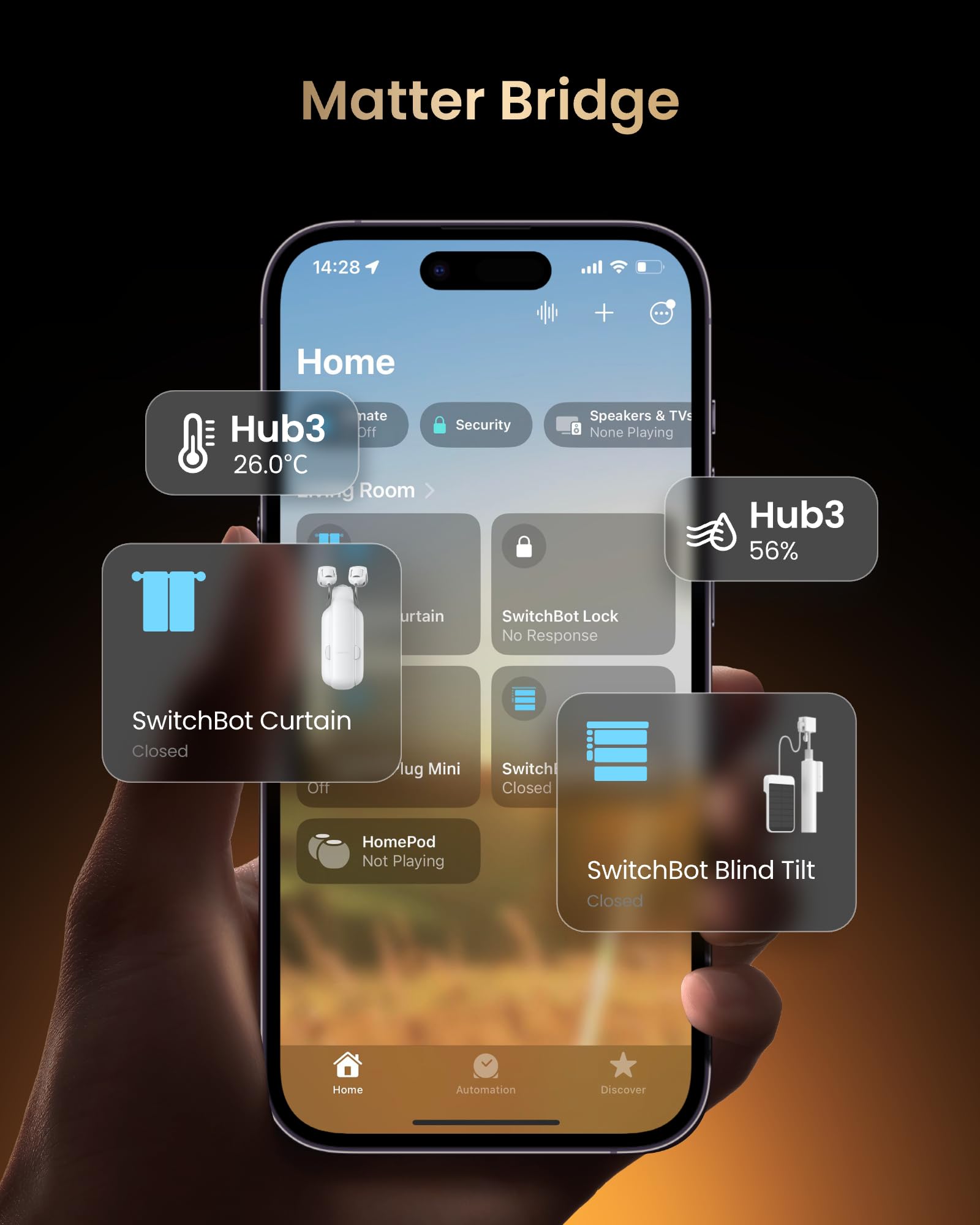 SwitchBot Hub 3 built-in temperature and humidity sensor helps monitor indoor climate.