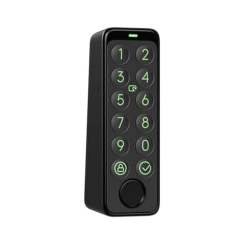 SwitchBot Smart Keypad Touch backlit at night for easy access.