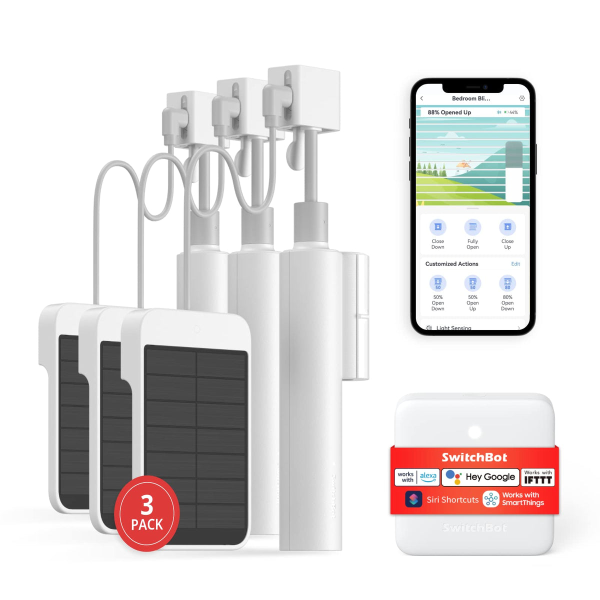 SwitchBot smart blinds kit with remote for easy retrofit and control.