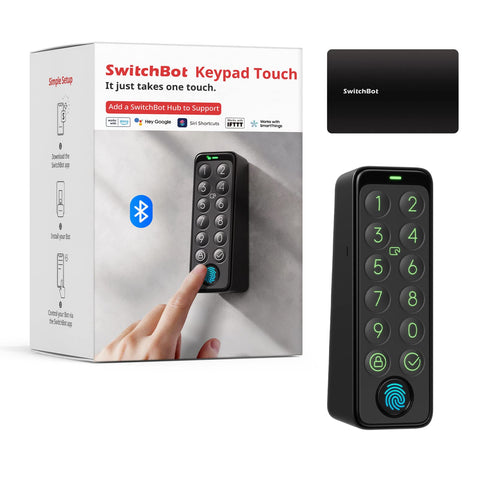 SwitchBot Smart Keypad Touch enables fingerprint setup for quick, secure home entry.