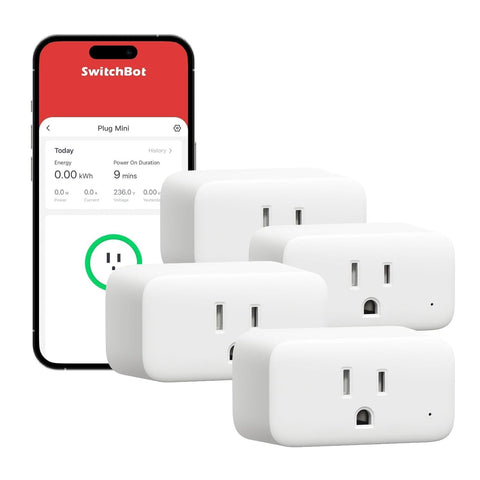 SwitchBot Smart Plug Mini fits a slim outlet for space-saving power control.