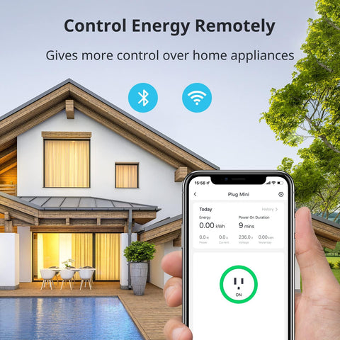 SwitchBot Smart Plug Mini shows real-time energy monitoring for quick insight.