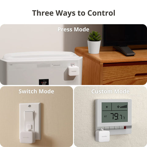 SwitchBot adhesive installation on clean surface enables quick tool-free setup.