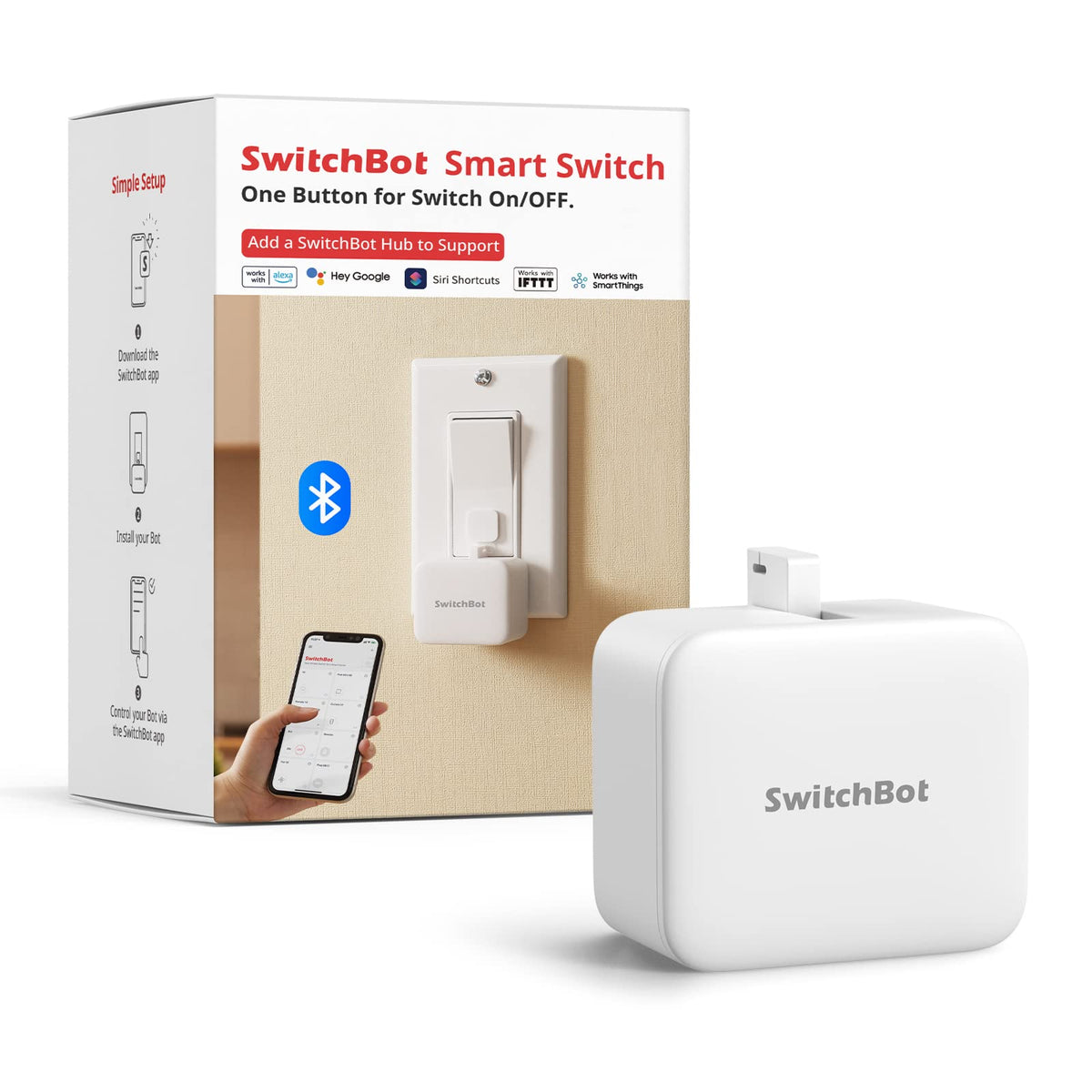 SwitchBot Smart Switch Button Pusher on-wall for hands-free light control