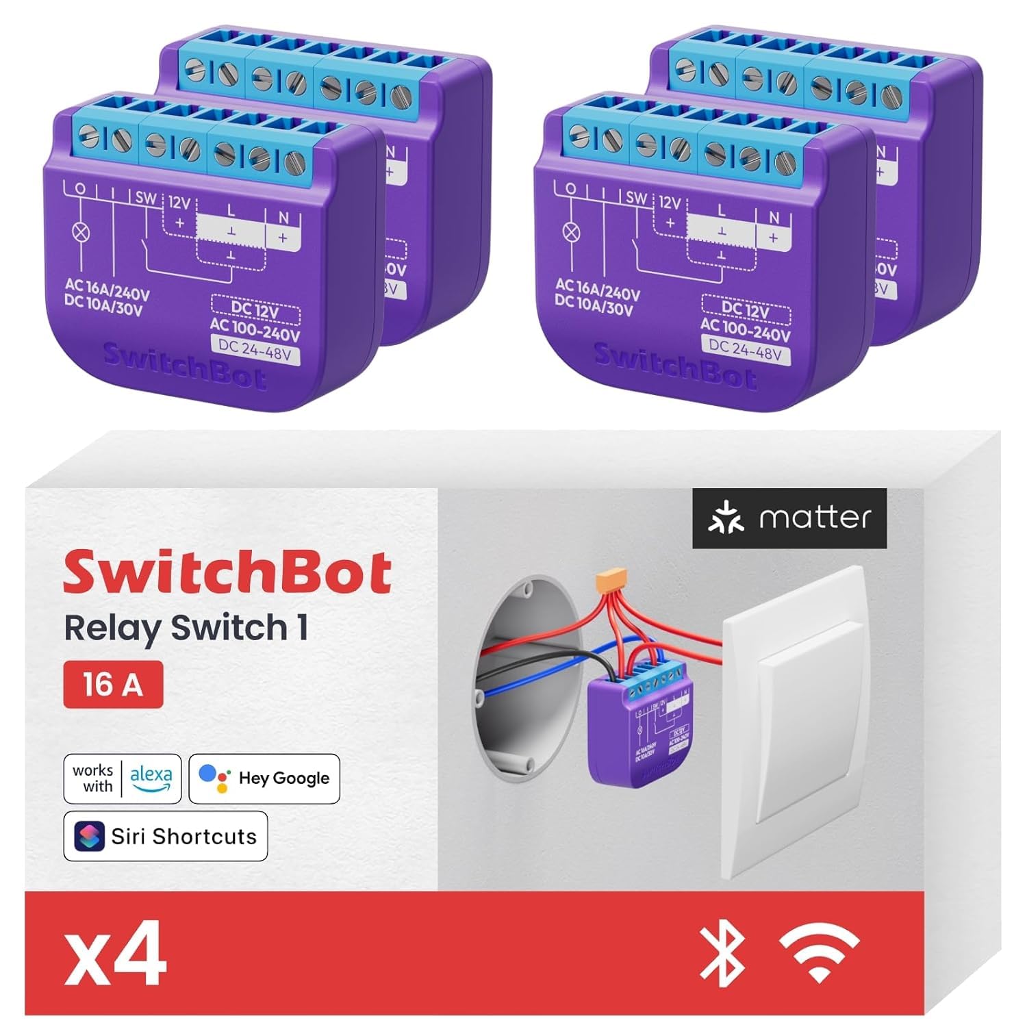 SwitchBot WiFi switch front view installed behind a wall socket for smart control