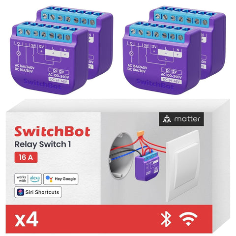 SwitchBot WiFi switch front view installed behind a wall socket for smart control