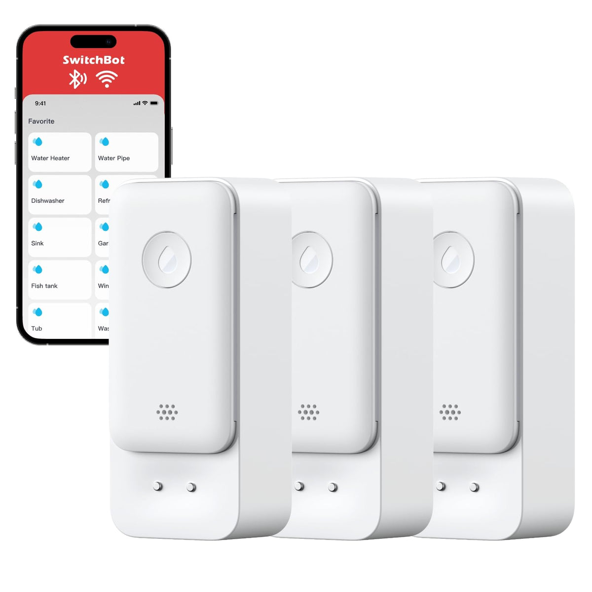 SwitchBot WiFi Water Sensor front view for quick leak detection