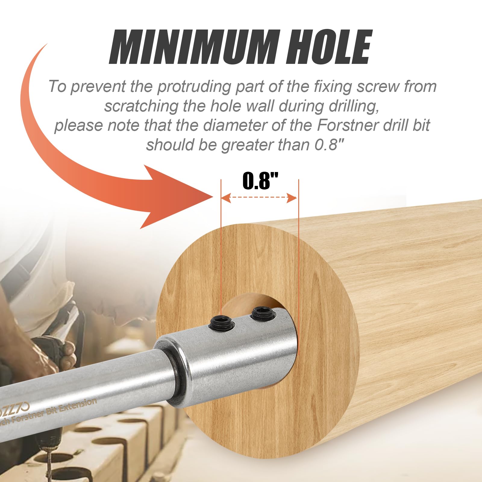 Swozzto Forstner extension for precise hole creation in wood projects.