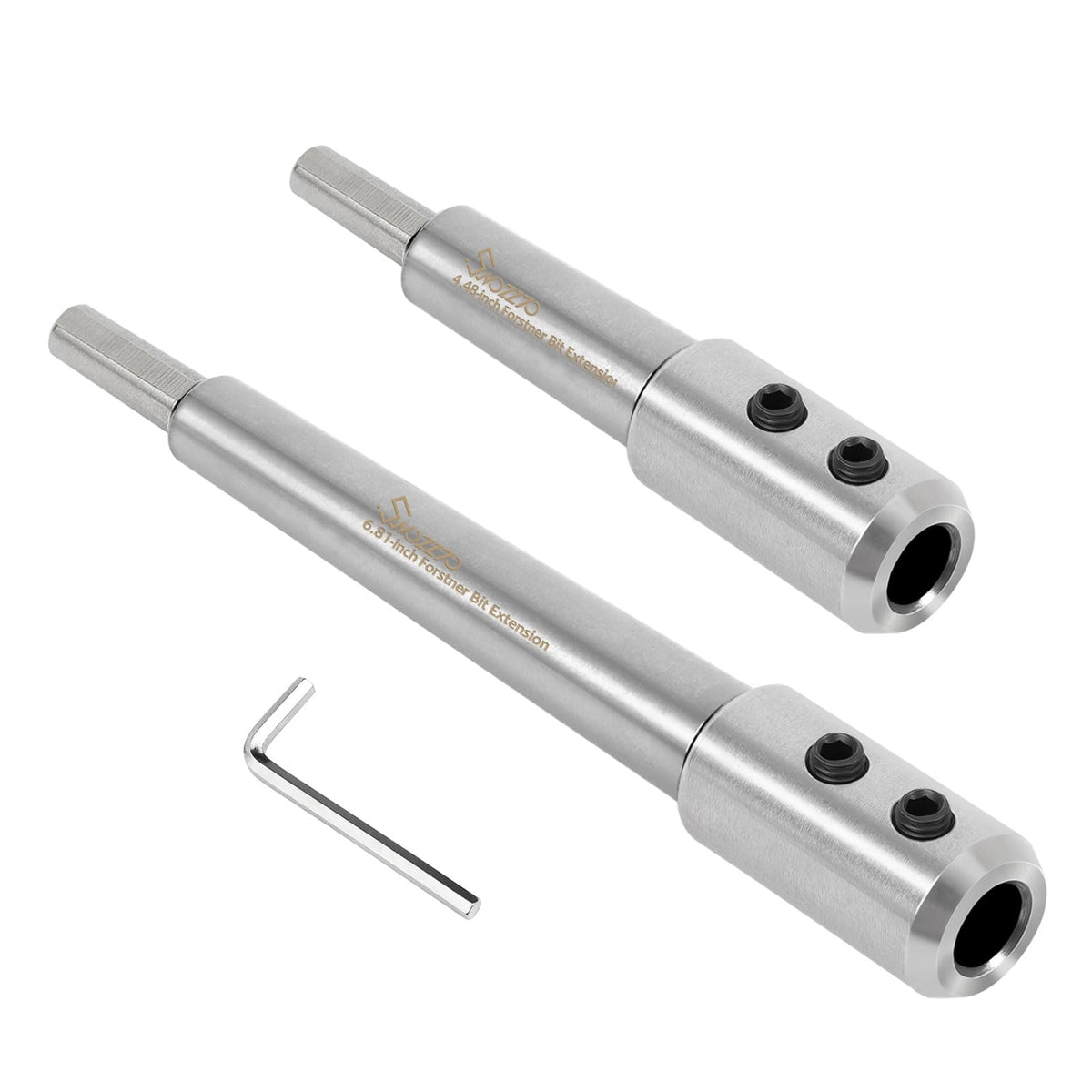 Swozzto Forstner extension shows 3.28 inch depth with anti-slip grip for stable drilling.
