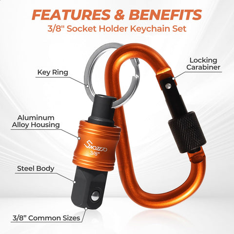 Swozzto heavy-duty carabiner for tools attaches to belt or bag.