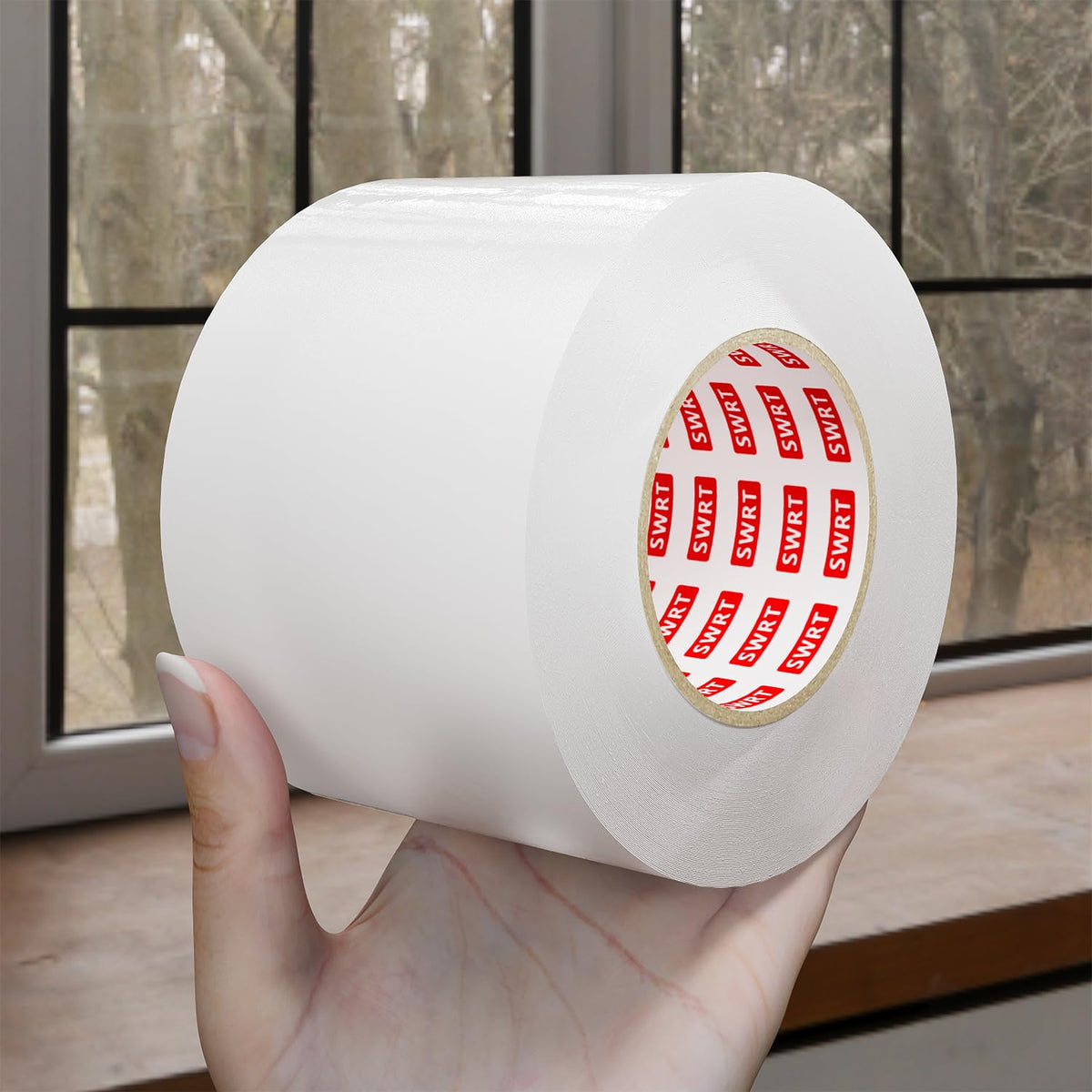 SWRT window sealing tape in use along a frame to block drafts