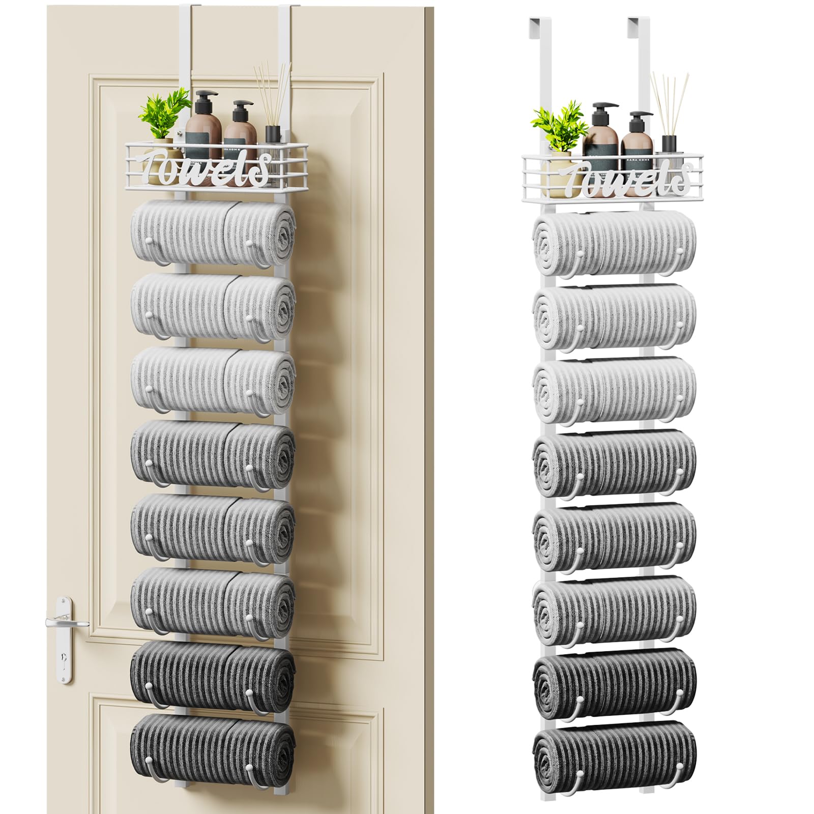 SWTYMIKI hanging towel rack over door with 9-tier design for compact spaces