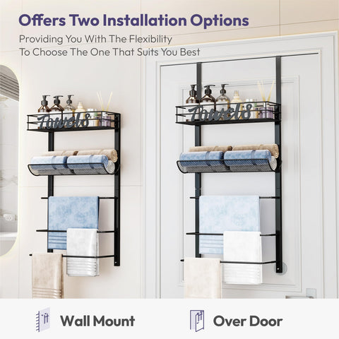 SWTYMIKI 5-tier wall-mounted towel rack organized for tidy towels