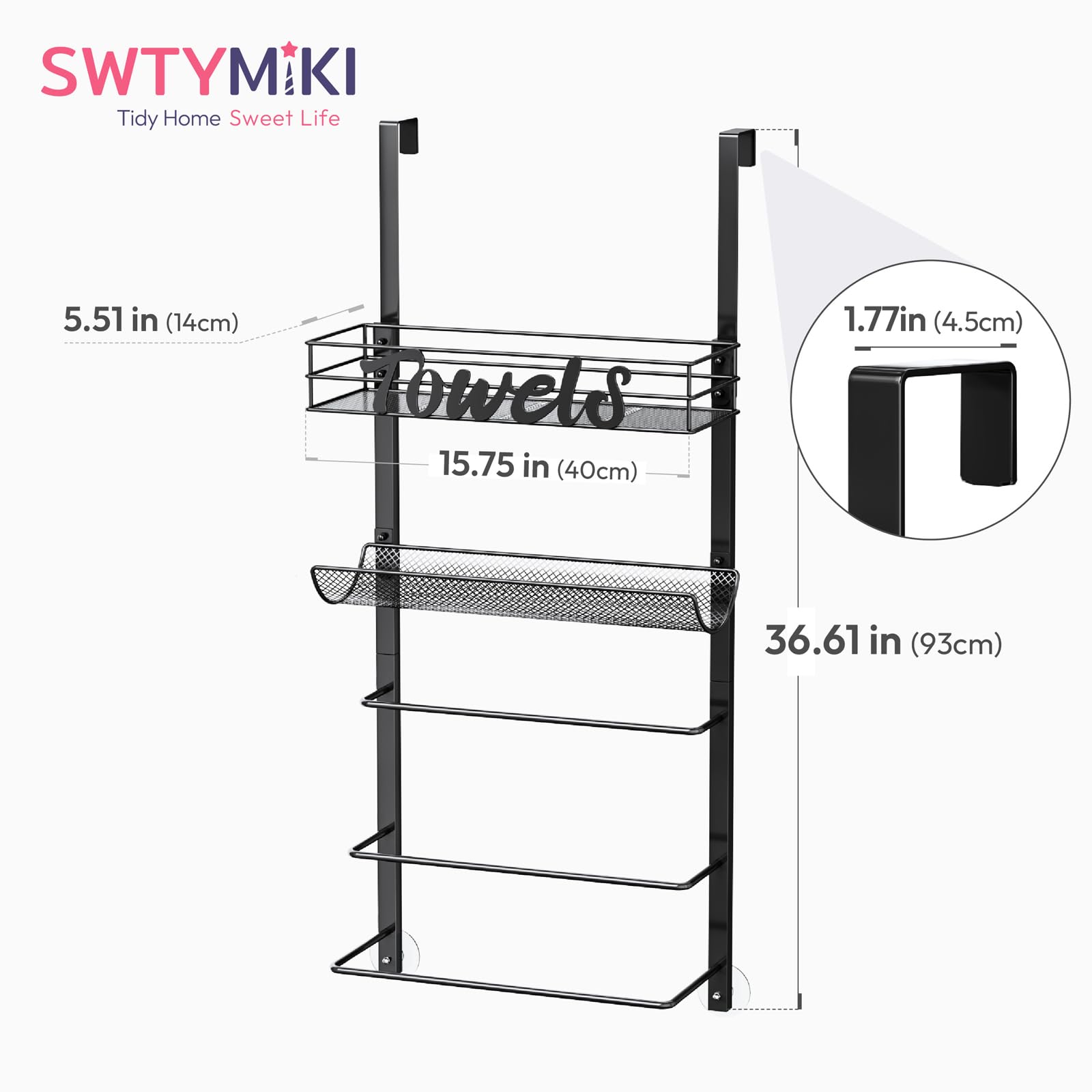 SWTYMIKI black-finish towel rack complements modern bathroom decor