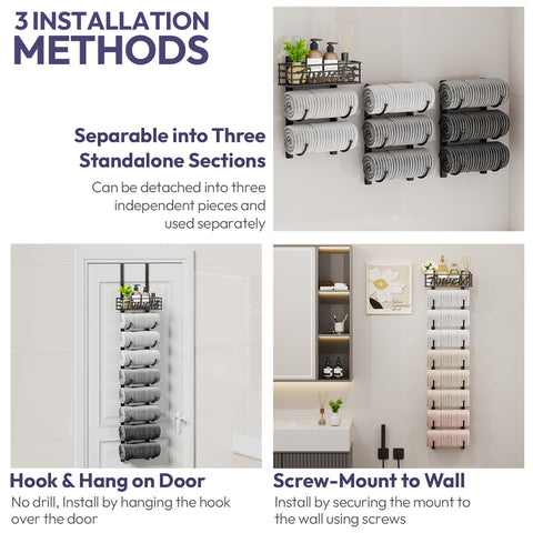 SWTYMIKI black finish on a modern bathroom towel rack