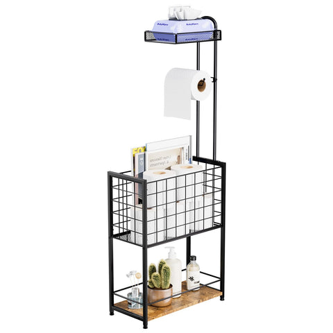 SWTYMIKI freestanding 4-tier holder front view with mega roll storage