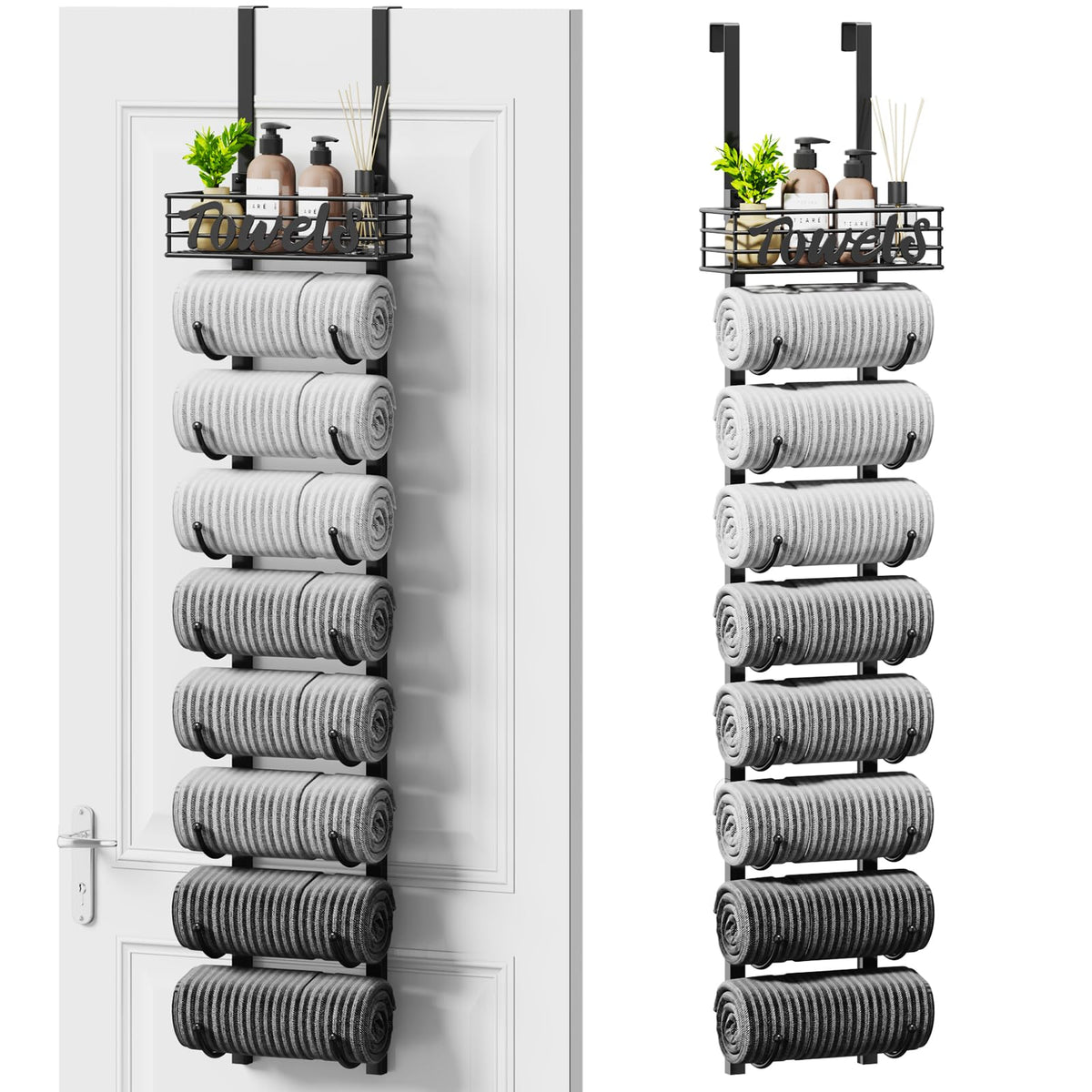 SWTYMIKI 9-tier towel rack over the door for vertical towel storage