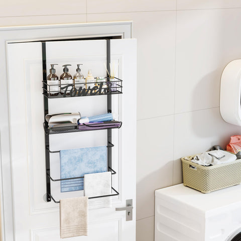 SWTYMIKI towel rack top shelf holds toiletries neatly