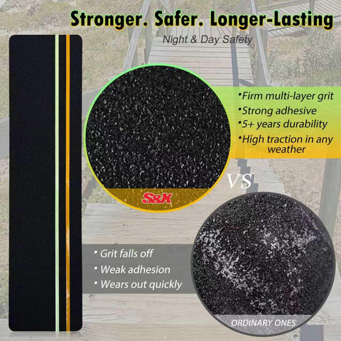S&X glow-in-the-dark strips help locate steps after dark