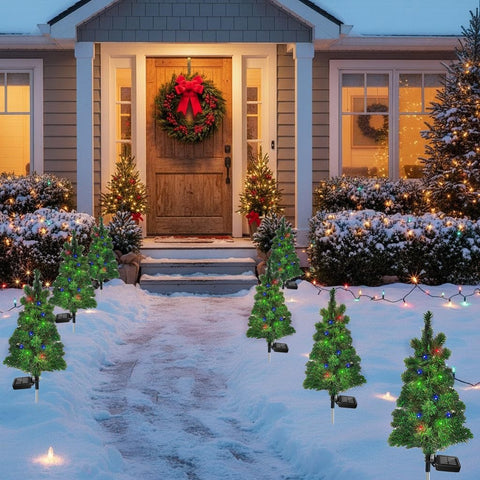 SXXSMYWR solar Christmas tree stake versatile for porch, garden, path.