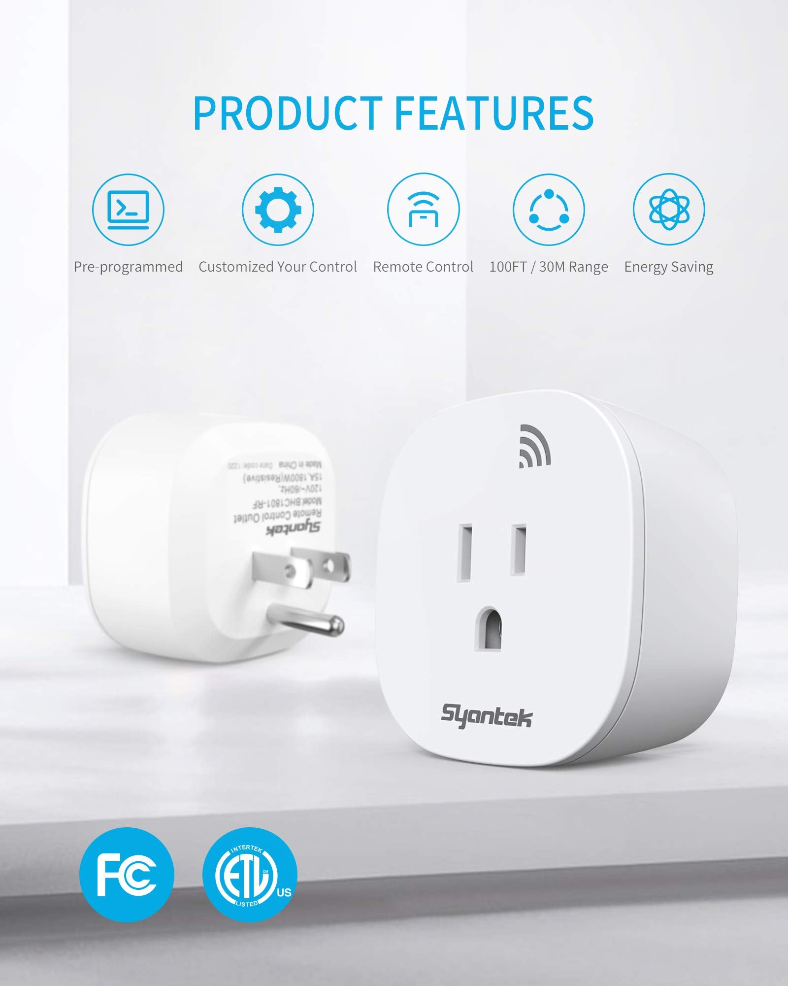 Syantek compact-wall-plug-design saves space while powering several appliances.