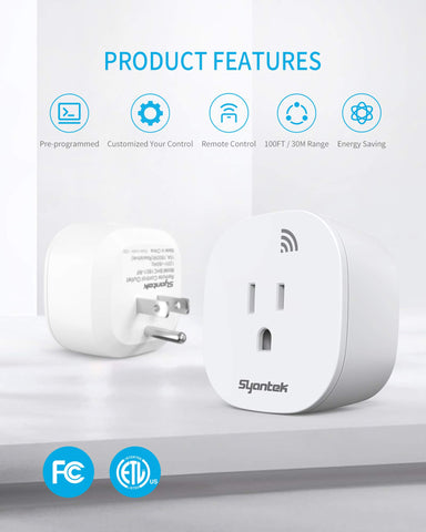 Syantek compact-wall-plug-design saves space while powering several appliances.