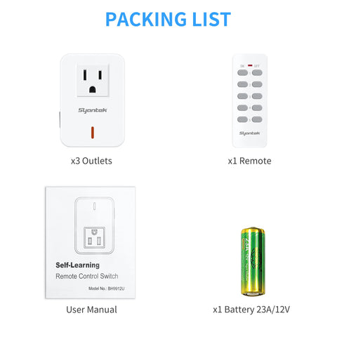 Syantek remote control outlet mobility-assistance illustrates ease of control for elderly or mobility-impaired users.