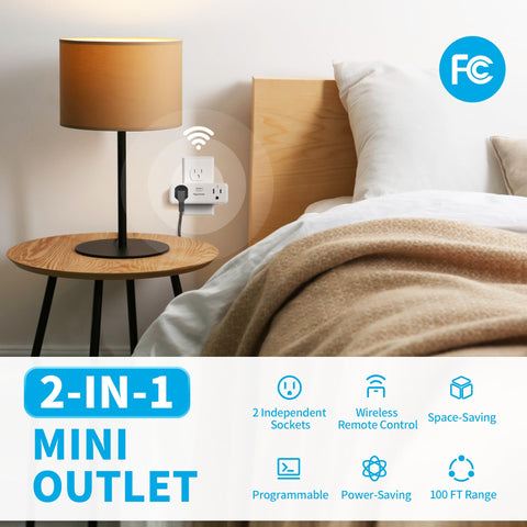 Syantek two-socket outlet illustrates independent sockets for separate devices.