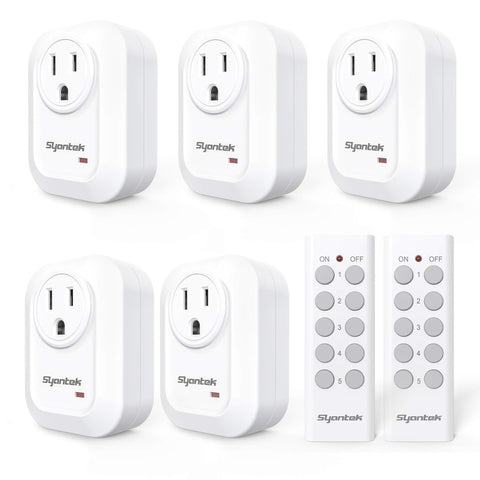 Syantek upgraded remote control outlet demonstrates effortless plug-and-play setup for multi-device control.