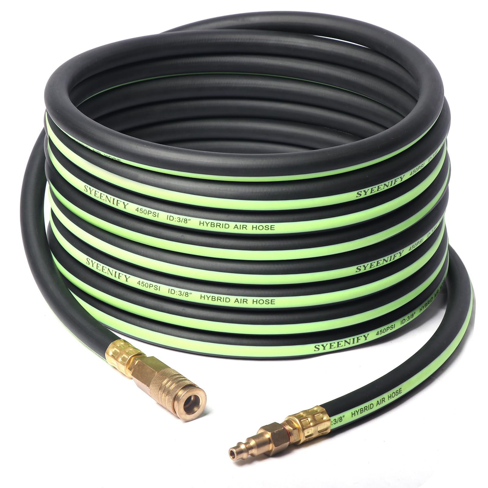 SYEENIFY air hose 38-in x 50-ft, coiled design for easy setup and flexible use