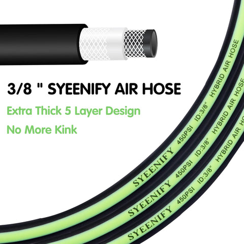 SYEENIFY air hose with brass quick couplers ends prevent rust and leaks
