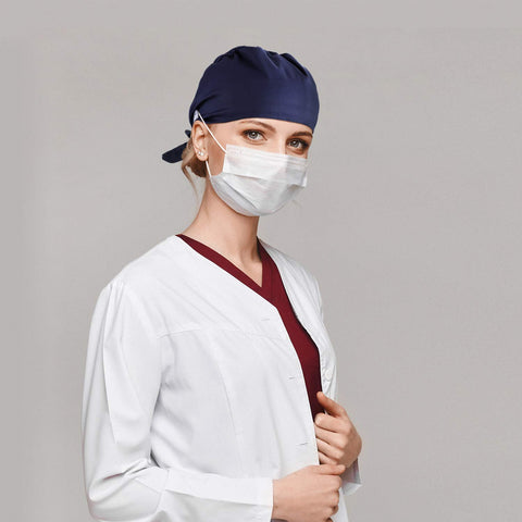 Syhood bouffant cap cotton texture closeup emphasizes soft, moisture-wicking material.