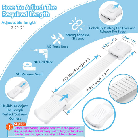 Syican white cabinet locks with 3M tape offer strong adhesion and easy removal.