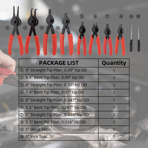 Syizyen snap ring pliers with bent tips for tight space access