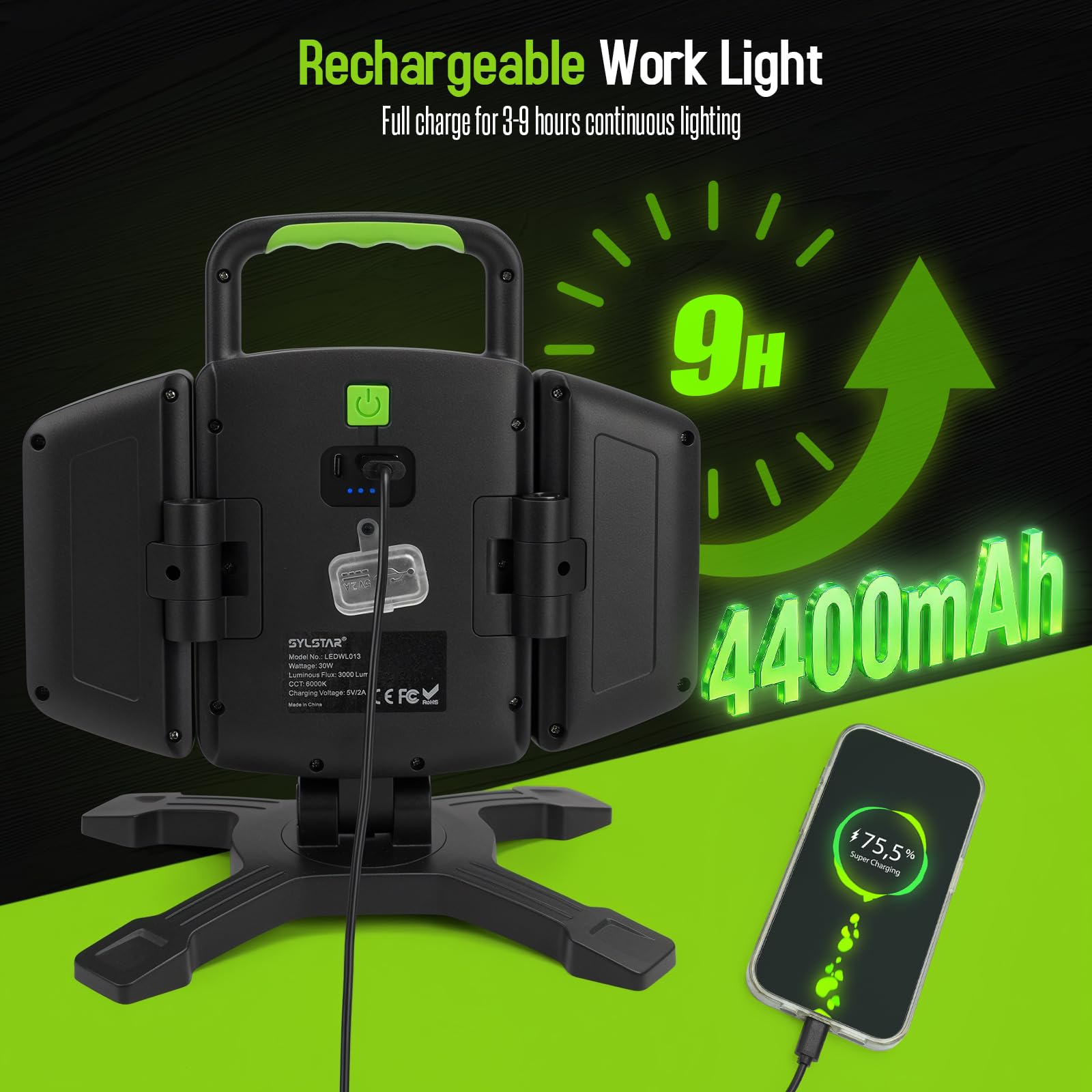 SYLSTAR IP65-rated light withstands rain and dust on site
