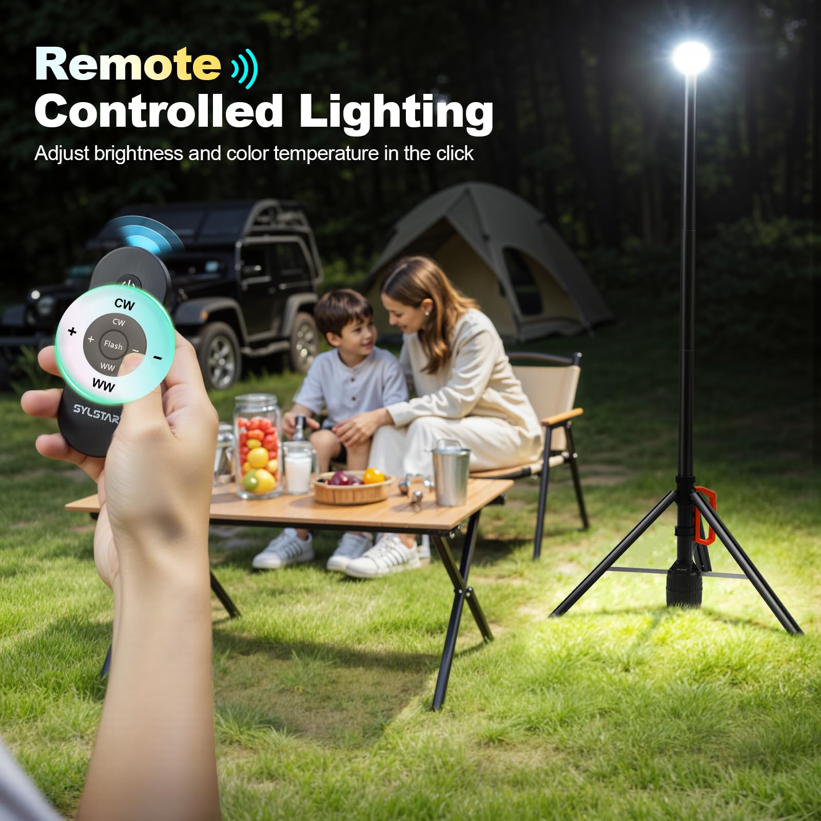 SYLSTAR remote control enables hands-free adjustments up to 33 feet.