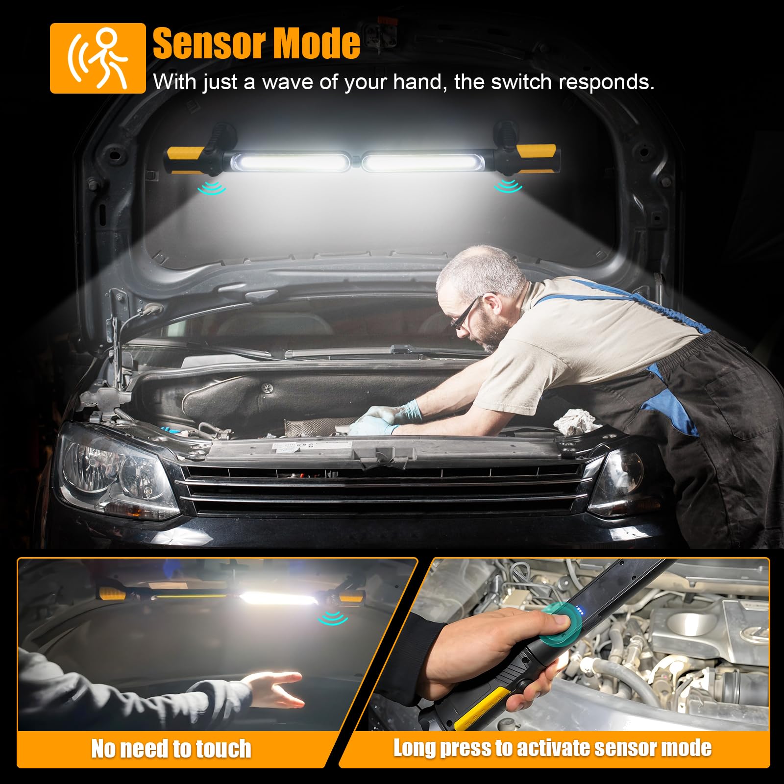 SYLSTAR underhood light shows battery indicators for easy power planning.