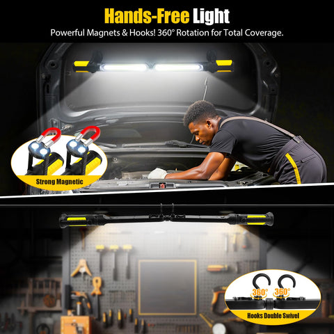 SYLSTAR work light features 4400mAh battery for long cordless use