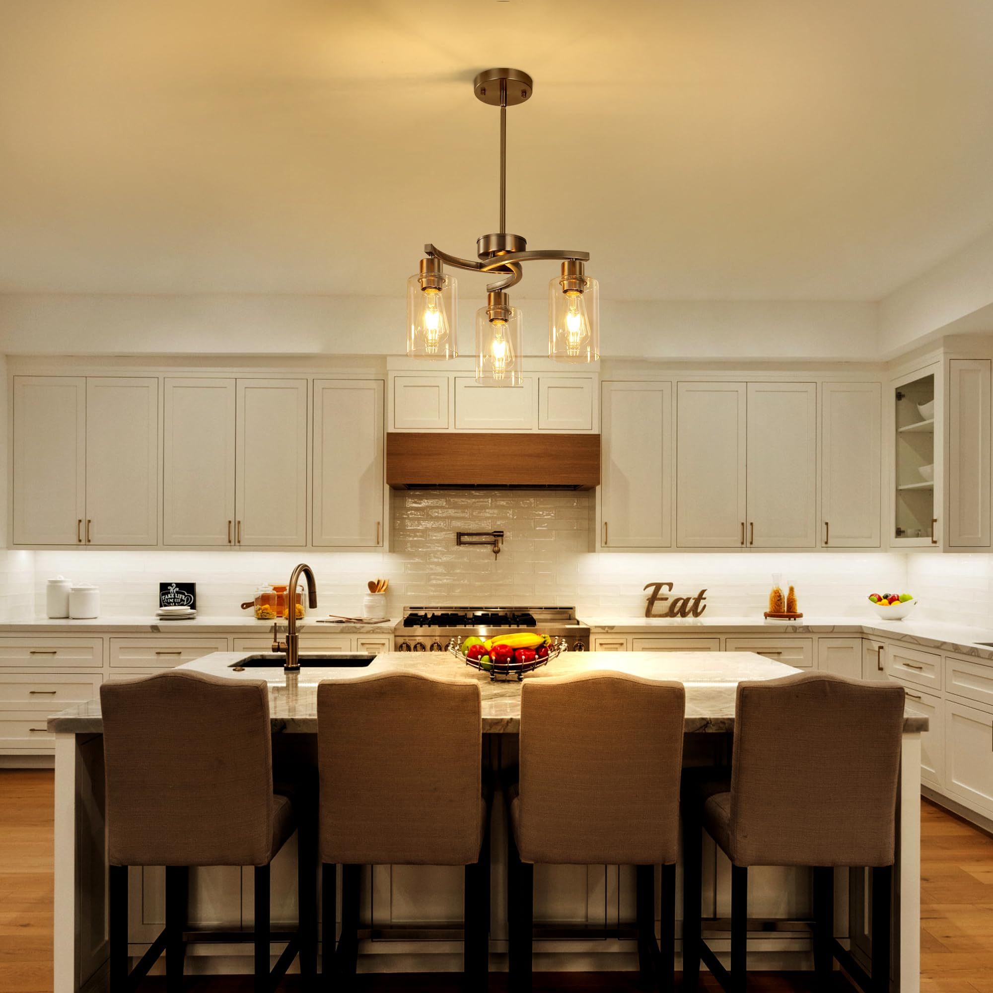 Syltherra 3-Light dining-island setup with adjustable height.