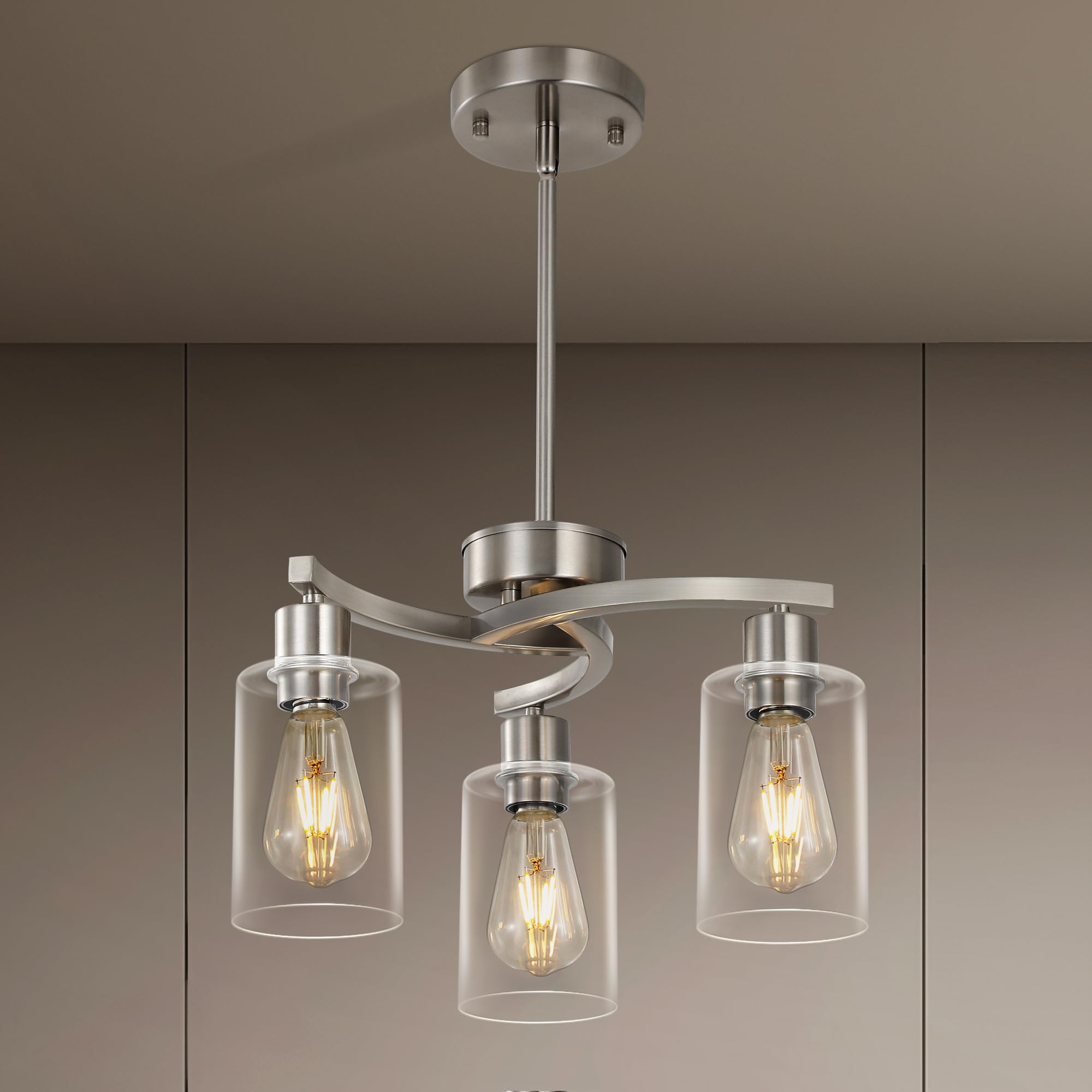 Syltherra 3-Light pendant with glass shade for dining room ambiance.