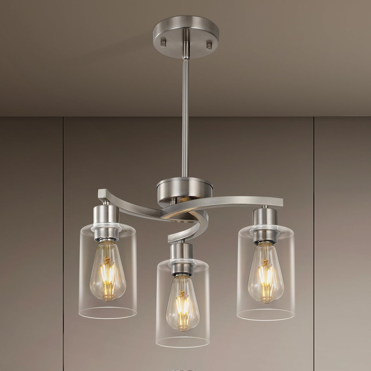 Syltherra 3-Light pendant with glass shade for dining room ambiance.
