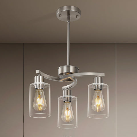 Syltherra 3-Light pendant with glass shade for dining room ambiance.