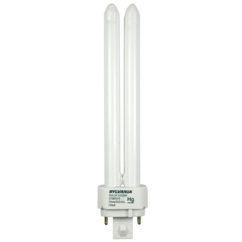Sylvania 20669 CFL lamp with 4-pin double tube for efficient home and office lighting.