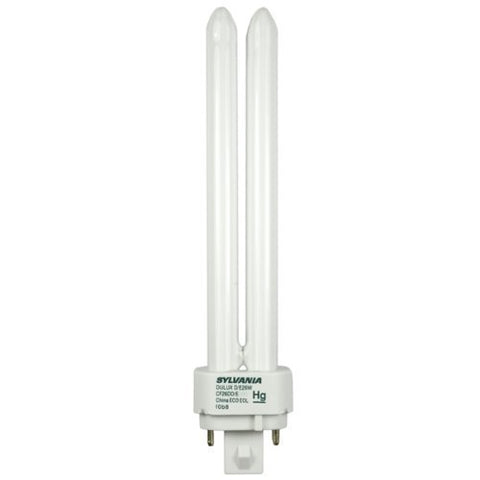 Sylvania 20669 CFL lamp with 4-pin double tube for efficient home and office lighting.