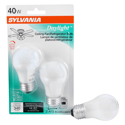 SYLVANIA A15 40W soft white bulb, front view, ideal for cozy living areas.